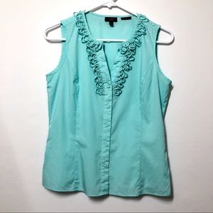 Talbots Sleeveless Button Down Blouse Aqua Sz 6P